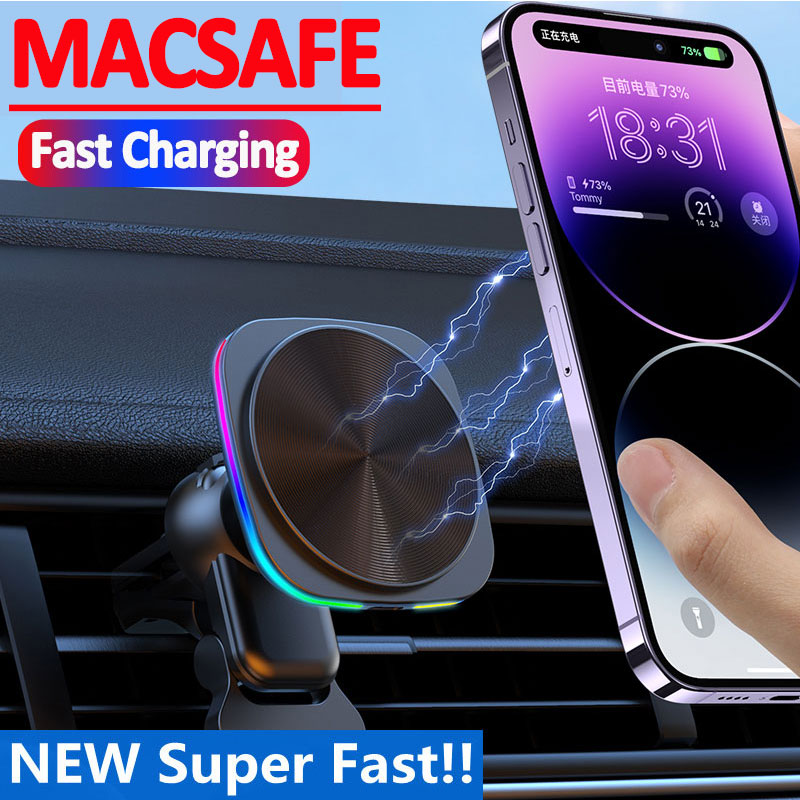 Wireless Car Charger Mount Fast Charging - Auto-oplader met magnetische draadloze oplader, telefoonhouder