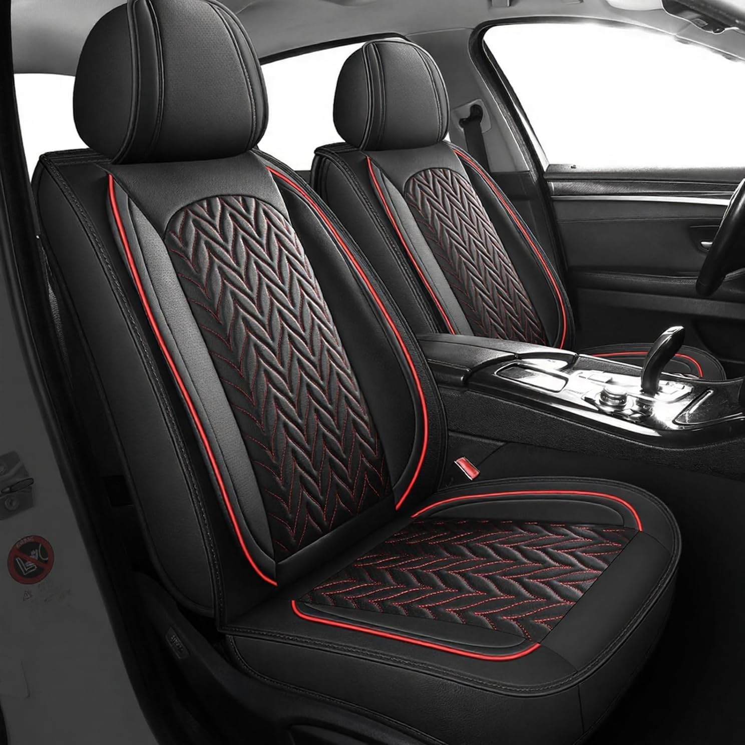 Leather Car Seat Covers Full Set Universal - Universele autostoelbescherming, complete set, kunstleer, zwart