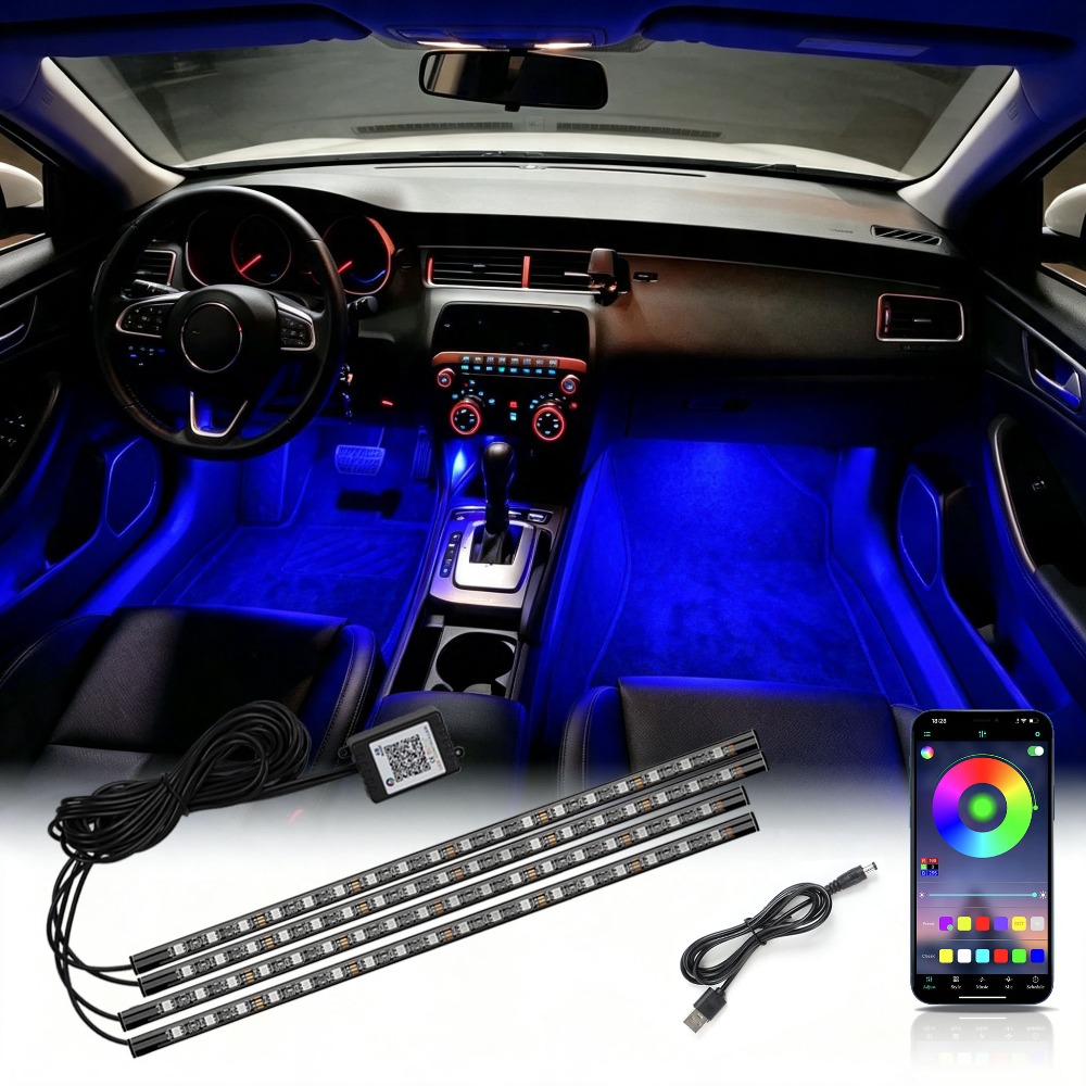 Led Ambient Interior Car Lights App Control - Multi-mode RGB Neon auto-interieur voetruimtelamp 72