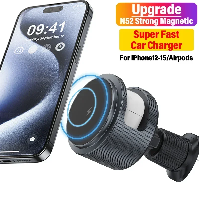 Wireless Car Charger Mount Fast Charging - Magnetische draadloze autolader voor iPhone, compatibel
