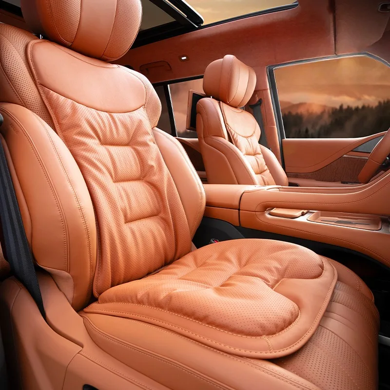 Leather Car Seat Covers Full Set Universal - Universele zachte autostoelhoezen van nappaleer, ademend