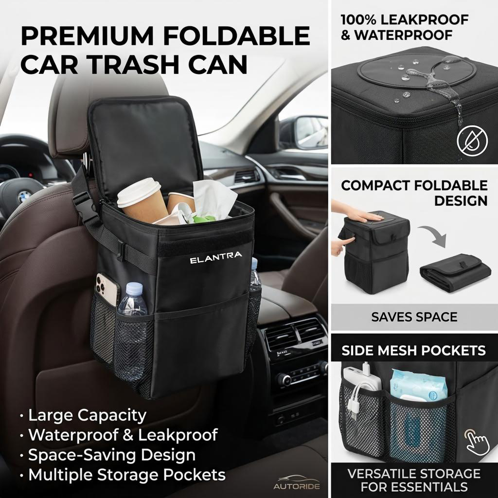 Waterproof Car Trash Can With Lid - Waterdichte opbergzak voor auto-afvalbak, verwijderbare draagbare