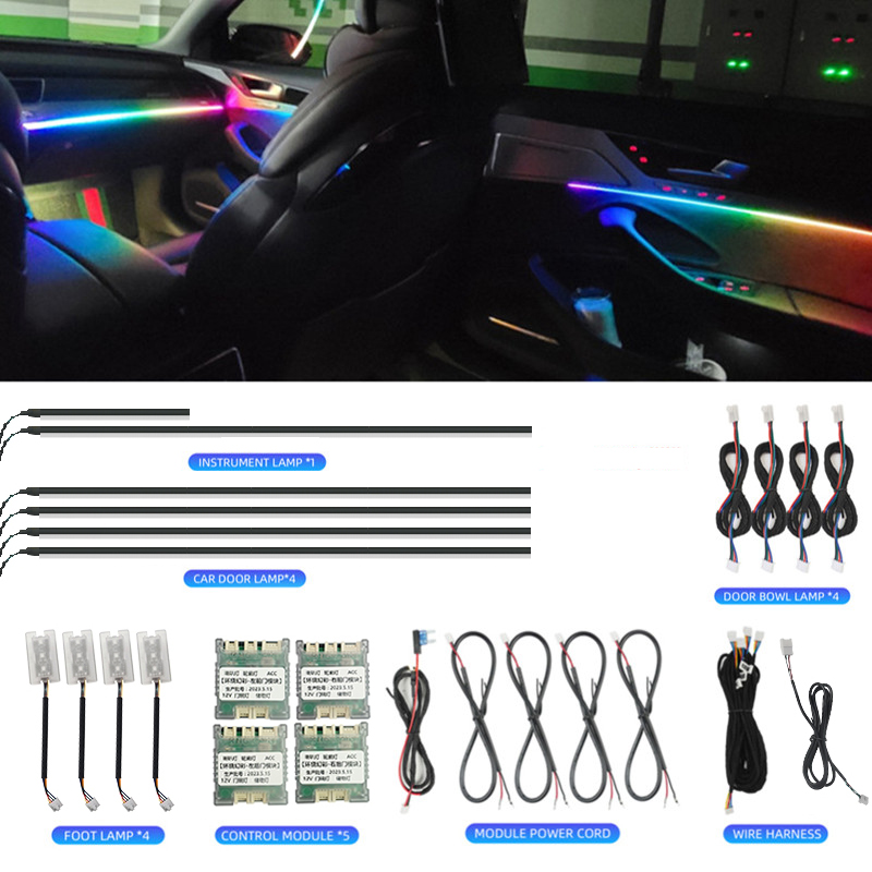 Led Ambient Interior Car Lights App Control - LED auto-interieur sfeerverlichting 64 RGB Symphony