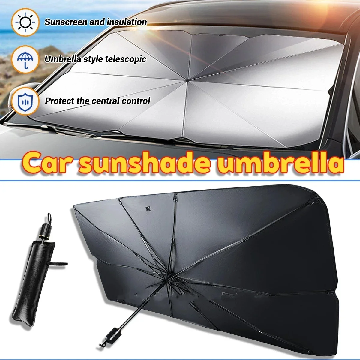 Autozonnescherm voor de voorru - Car Sunshade Windshield Umbrella Foldable recensie en prijs