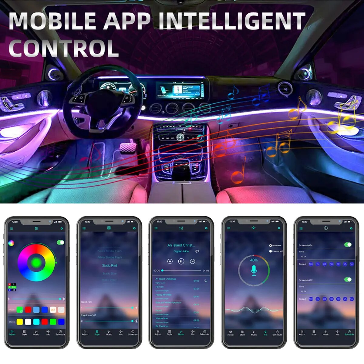 4 In 1 6 In 1 Symfonie Auto Le - Led Ambient Interior Car Lights App Control recensie en prijs