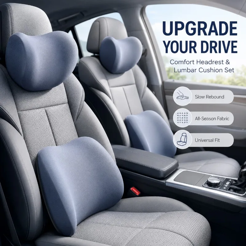 Auto nekkussen beschermer traa - Memory Foam Car Neck Pillow Lumbar Support recensie en prijs