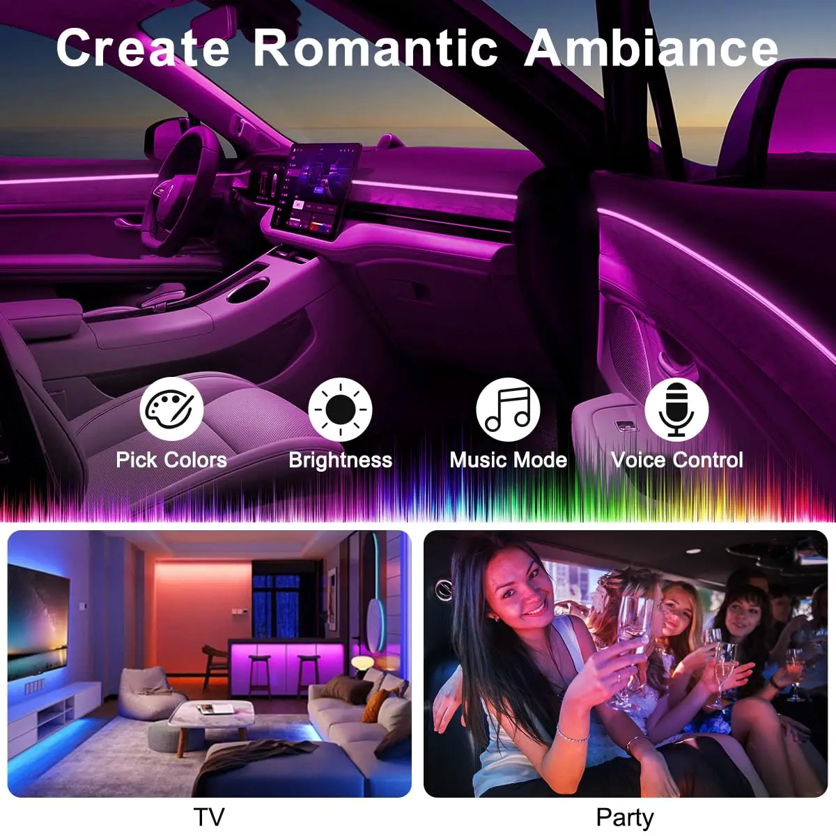 RGB LED Auto Omgevingslicht Ki - Led Ambient Interior Car Lights App Control recensie en prijs