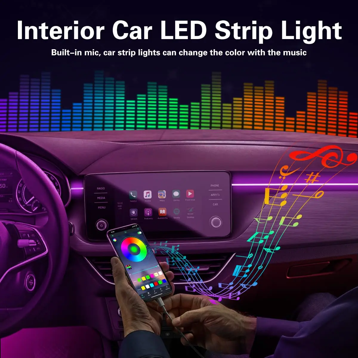 RGB LED Auto Omgevingslicht Ki - Led Ambient Interior Car Lights App Control recensie en prijs