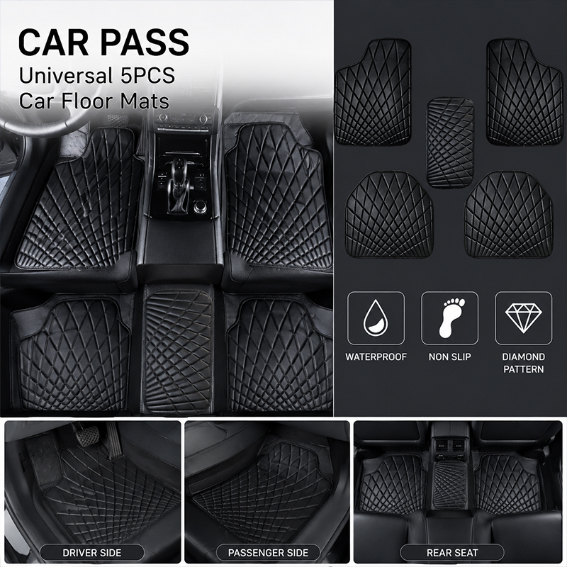 CAR PASS Universele 5-delige l - Car Floor Mats Universal Waterproof Leather recensie en prijs