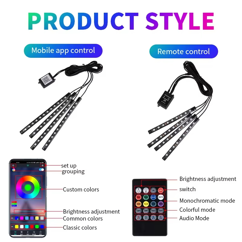 RGB-achtergrondverlichting Afs - Led Ambient Interior Car Lights App Control recensie en prijs