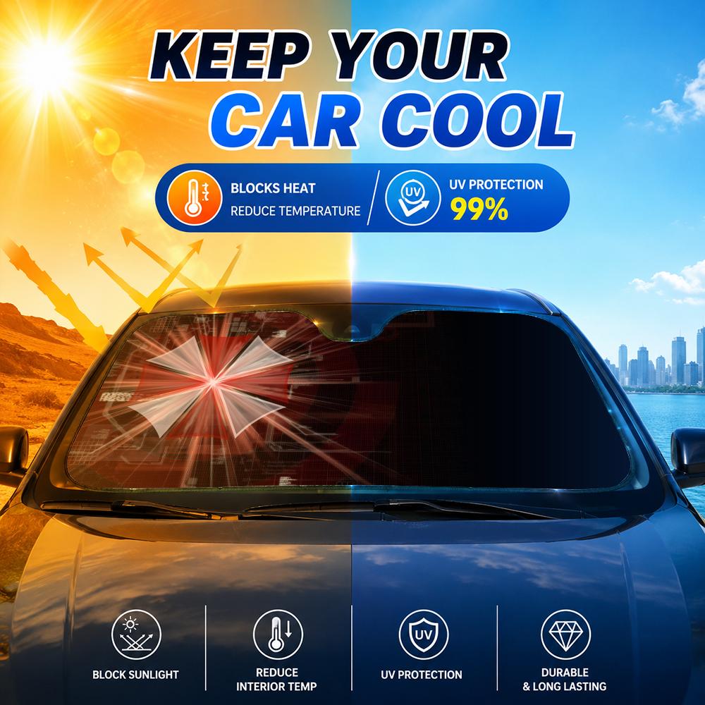 Horrorfilm Paraplu Zonneklep A - Car Sunshade Windshield Umbrella Foldable recensie en prijs