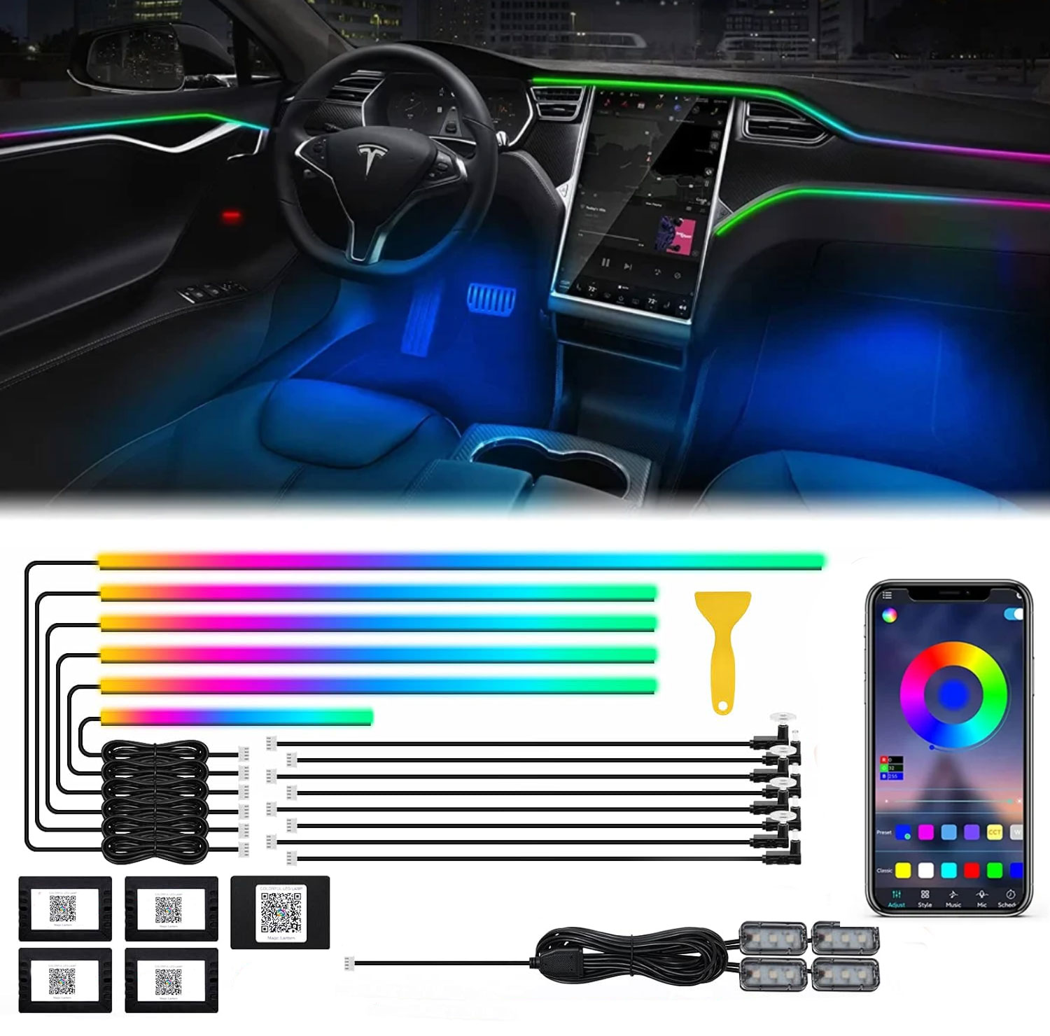 18in1 Neon Auto Interieur Omge - Led Ambient Interior Car Lights App Control recensie en prijs
