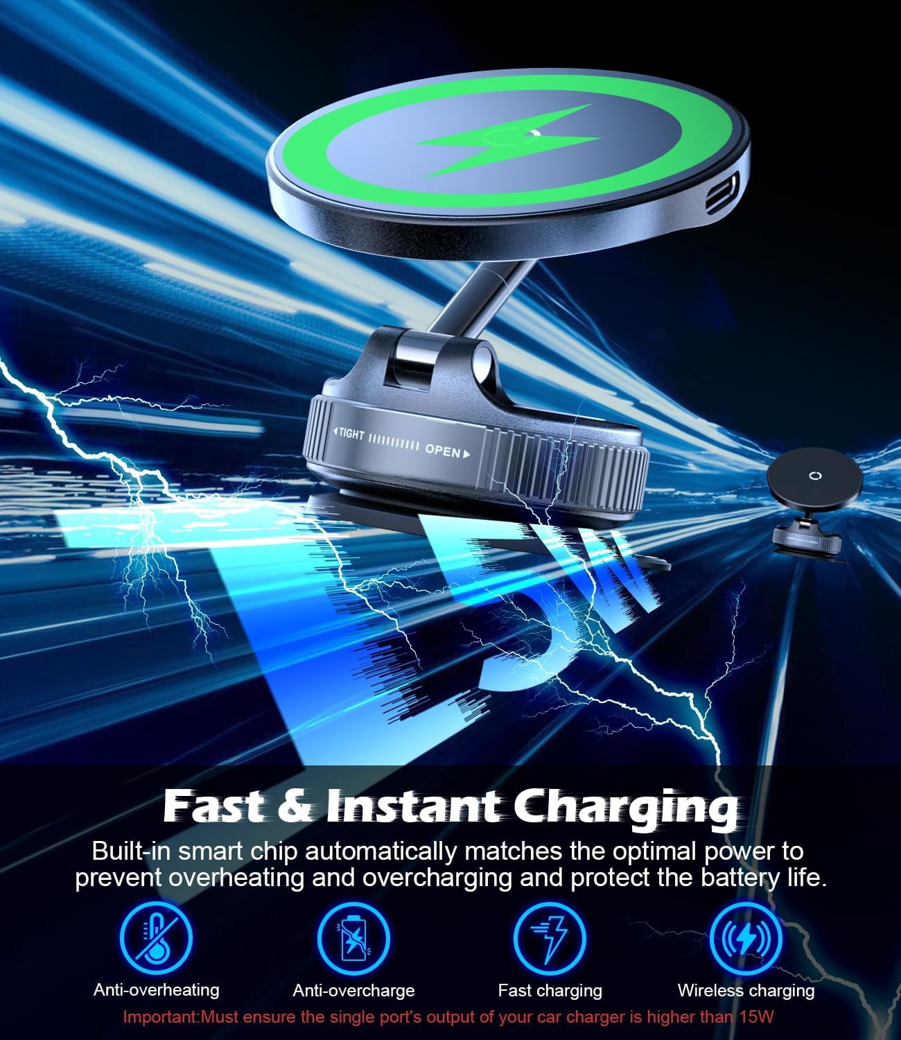 15W draadloze snellader autote - Wireless Car Charger Mount Fast Charging recensie en prijs